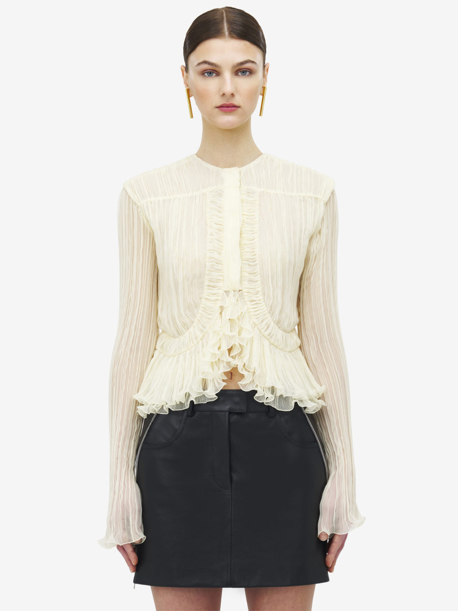 ALEXANDER MCQUEEN - Pleated Creponne Top - Item 839697QBAAA9231
